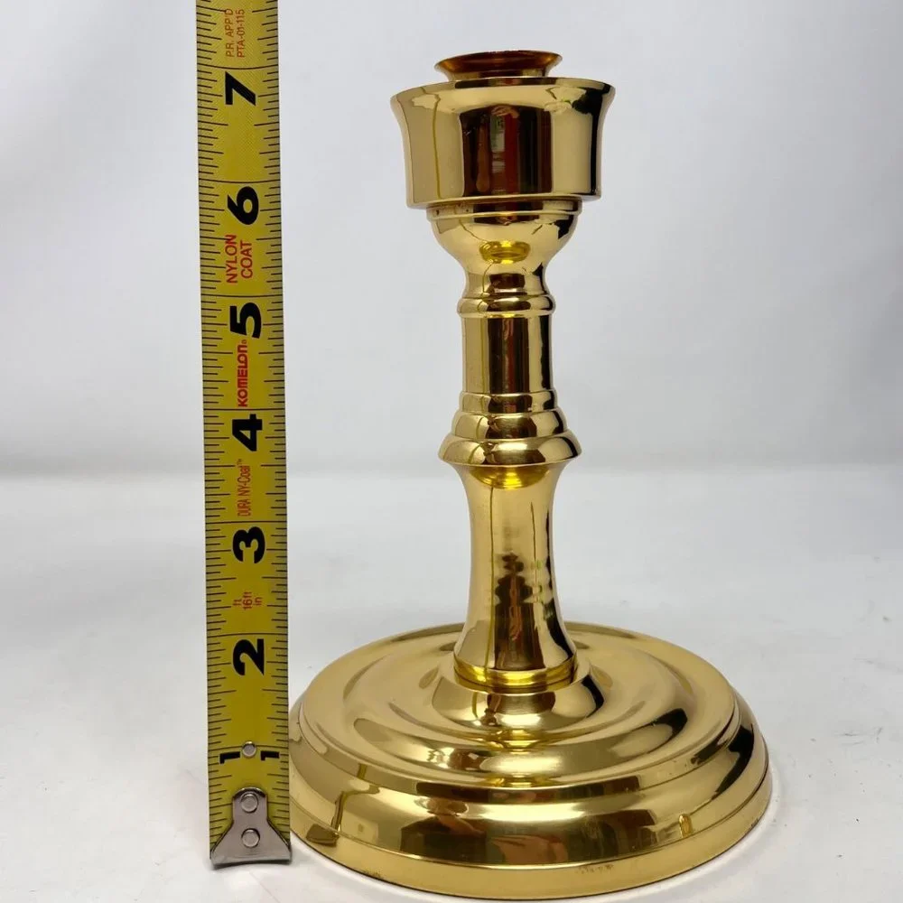 Candlestick / Candleholder Solid‎ Brass 7.25 Tall 5.25” Diameter Base